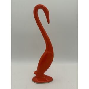 Vintage MCM Arnels Art Orange Ceramic Crane Egret Heron Figurine 9” Tall